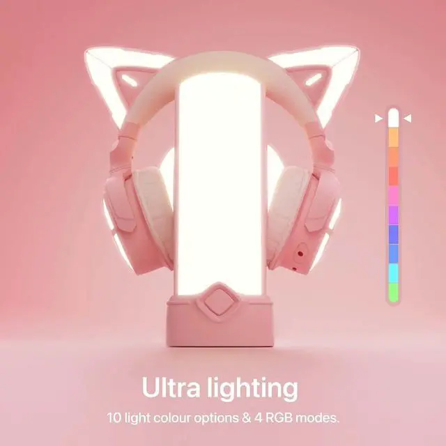 Alt view image 4 of 6 - YOWU Crystal Headphone Stand - 3 in 1 Multiport Dock Headest Stand with 10 Magical Light Modes - RGB Headphone Holder for Desk.Compatible with AirPods Max,etc