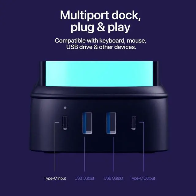 Alt view image 4 of 5 - YOWU Crystal Headphone Stand - 3 in 1 Multiport Dock Headest Stand with 10 Magical Light Modes - RGB Headphone Holder for Desk.Compatible with AirPods Max,etc Black