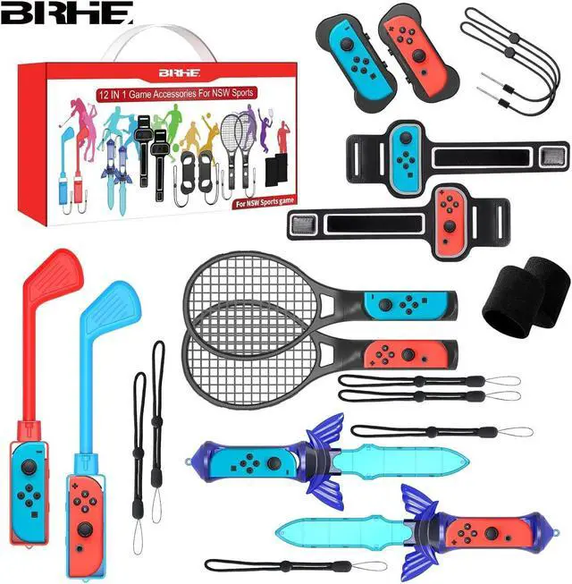 Main image of Nintendo Switch Accessories12 in 1 Switch Sports Accessories Bundle for Nintendo Switch Sports,Family Accessories Kit for Switch/OLED Sports Games:Golf Clubs,Tennis Rackets,Sword Grips,Just Dance