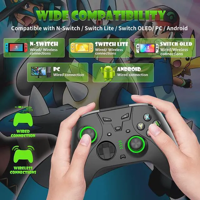 Alt view image 2 of 7 - Switch Controller, Wireless Switch Pro Controller for Switch/Switch Lite/PC with 600mAh Built-in Battery, Wireless Remote Gamepad Supports Gyro Axis, Turbo and Dual Vibration