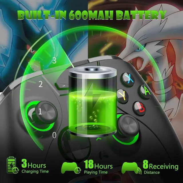 Alt view image 7 of 7 - Switch Controller, Wireless Switch Pro Controller for Switch/Switch Lite/PC with 600mAh Built-in Battery, Wireless Remote Gamepad Supports Gyro Axis, Turbo and Dual Vibration