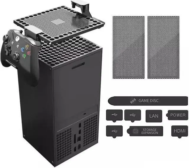 Alt view image 2 of 6 - Dust Filter Cover for Xbox Series X,  Accessories with 1 Top Dust Filter Cover , 2 Holders , 2 Back Dust Filter Covers, 8 Silicone Plugs