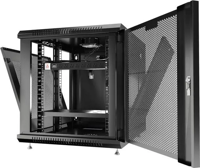 Alt view image 4 of 6 - Server Rack Network Cabinet Rack 35 inch Deep Lockable Server on Casters VENTED Door - POWERBAR - Shelf - Fan - Hardware - for Data - AV - Computer - Networking - PC Equipment (12U (24"w x35"d x25"h))