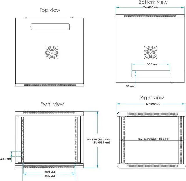 Alt view image 6 of 6 - Server Rack Network Cabinet Rack 35 inch Deep Lockable Server on Casters VENTED Door - POWERBAR - Shelf - Fan - Hardware - for Data - AV - Computer - Networking - PC Equipment (12U (24"w x35"d x25"h))