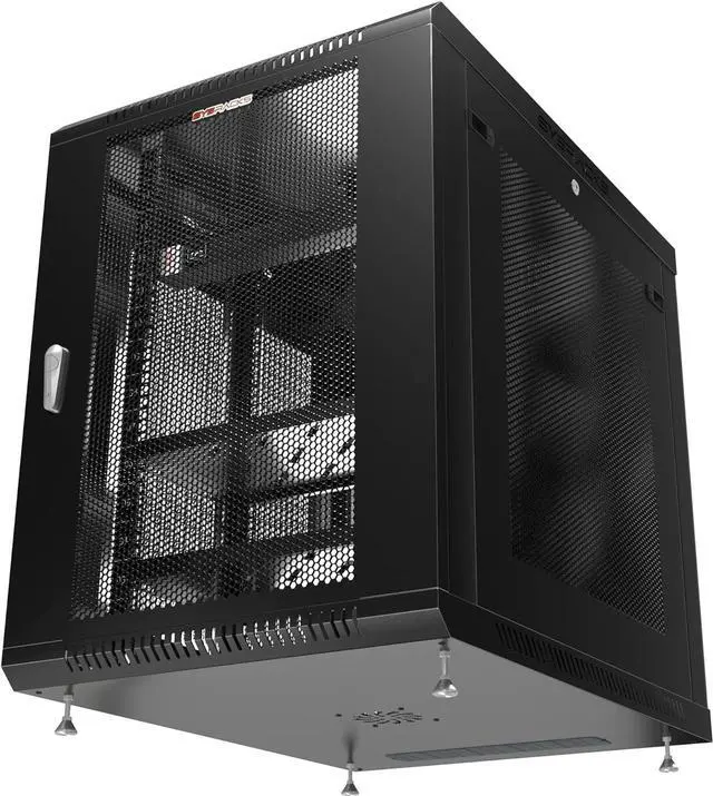 Alt view image 3 of 7 - Server Rack Network Cabinet Rack 35 inch Deep Lockable Server on Casters VENTED Door - POWERBAR - Shelf - Fan - Hardware - for Data - AV - Computer - Networking - PC Equipment (15U (24"w x35"d x30"h))