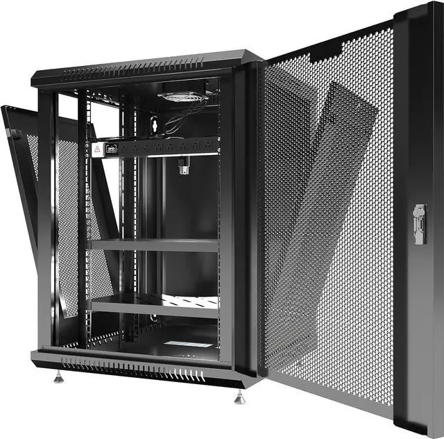 Alt view image 4 of 7 - Server Rack Network Cabinet Rack 35 inch Deep Lockable Server on Casters VENTED Door - POWERBAR - Shelf - Fan - Hardware - for Data - AV - Computer - Networking - PC Equipment (15U (24"w x35"d x30"h))
