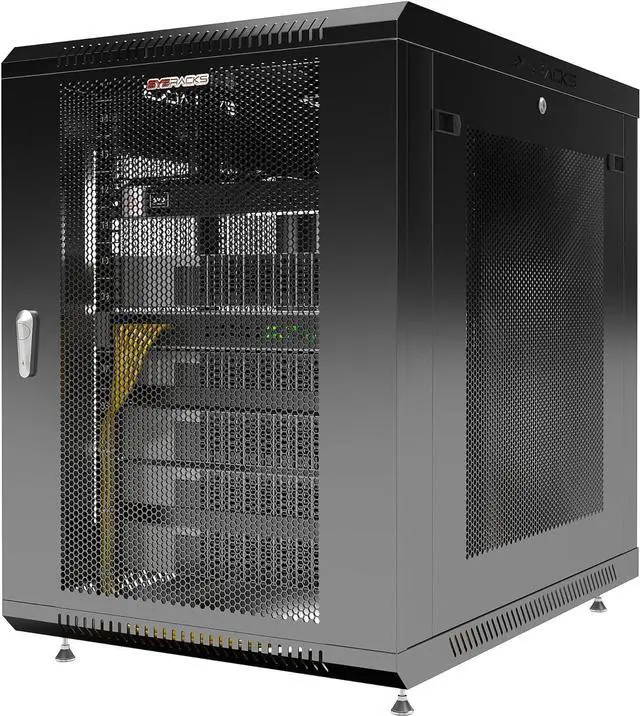 Alt view image 5 of 7 - Server Rack Network Cabinet Rack 35 inch Deep Lockable Server on Casters VENTED Door - POWERBAR - Shelf - Fan - Hardware - for Data - AV - Computer - Networking - PC Equipment (15U (24"w x35"d x30"h))