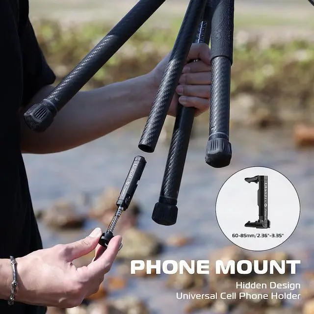 Alt view image 5 of 7 - ULANZI Video Travel Tripod, 61.4" Lightweight Carbon Fiber Camera Tripod with Quick Release 1/4" Screw & Video Head, for Most Cameras/DSLR/Projector, Weight 2.38lbs, Maxload 22lbs