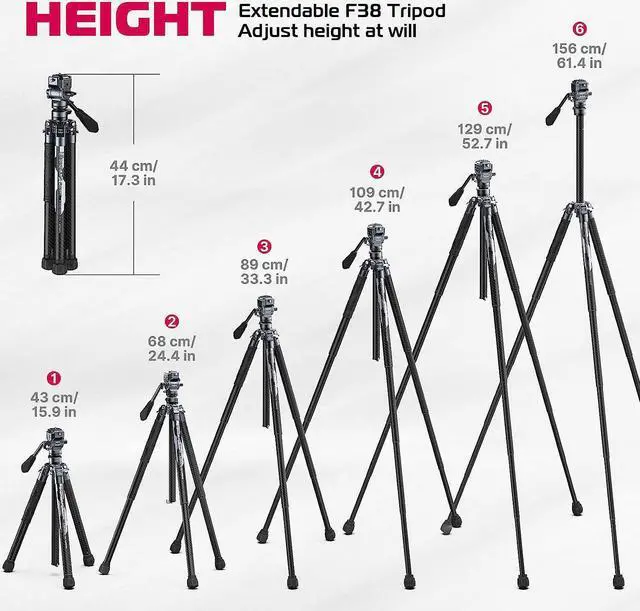 Alt view image 6 of 7 - ULANZI Video Travel Tripod, 61.4" Lightweight Carbon Fiber Camera Tripod with Quick Release 1/4" Screw & Video Head, for Most Cameras/DSLR/Projector, Weight 2.38lbs, Maxload 22lbs