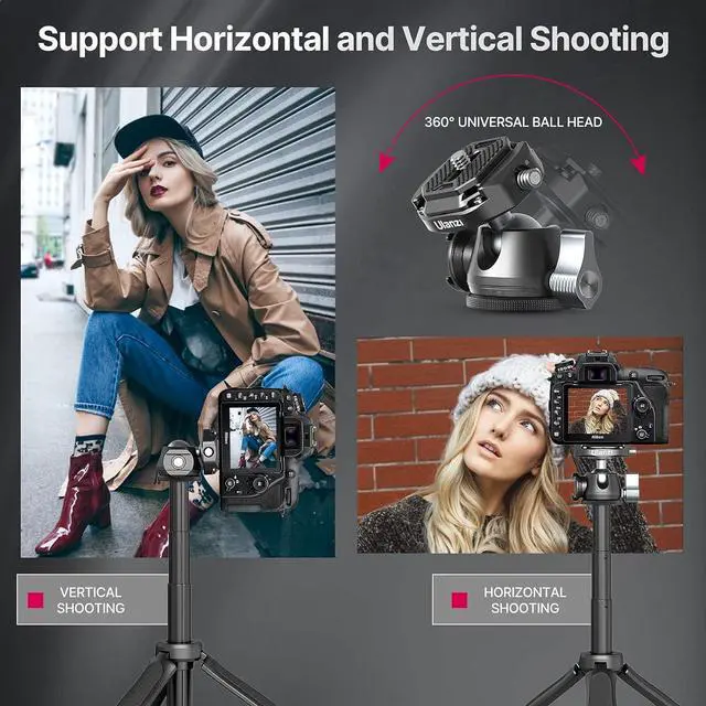 Alt view image 5 of 7 - ULANZI Camera Tripod, MT-46 Aluminum Alloy Phone Tripod for Camera with F38 Quick Release Plate, 4 Levels Adjustment 360 Ball Head with Cold Shoe Lightweight Portable Vlog Travel Selfie Stick for DSLR