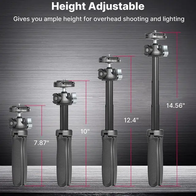 Alt view image 6 of 7 - ULANZI Camera Tripod, MT-46 Aluminum Alloy Phone Tripod for Camera with F38 Quick Release Plate, 4 Levels Adjustment 360 Ball Head with Cold Shoe Lightweight Portable Vlog Travel Selfie Stick for DSLR
