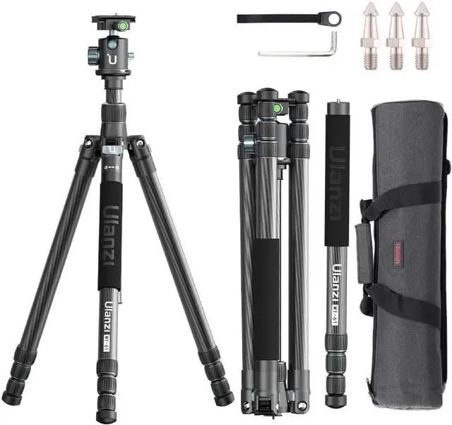 Main image of ULANZI Professional Camera Tripod, 68.5" Lightweight Carbon Fiber Trabel Tripod with Arca Quick Release 1/4" Screw & 360° Ballhead, for Most Cameras/DSLR/Projector, Weight 3.55lbs, Maxload 33lbs