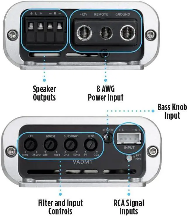 Alt view image 2 of 5 - NVX VADM2 440W RMS Full Range Class D 2-Channel Car/Marine/Powersports Micro Amplifier