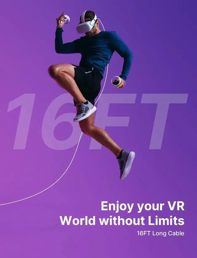 Alt view image 6 of 7 - Link Cable 16FT Compatible with Meta/Oculus Quest 3/2 Accessories Charging While Playing | Play All Day Without Battery Pack  USB 3.0 High Speed Charger Compatible with Quest 3 2 1 Pro Pico 4