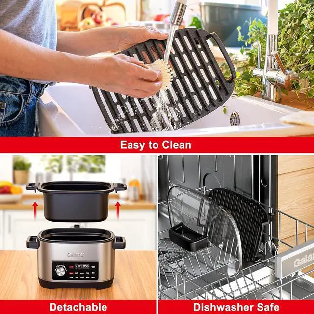 Alt view image 7 of 7 - Galanz 8-in-1 Multi Cooker with Air Fry, Sous Vide, Rice, Sauté, Slow Cook, Steam, Roast, & Grill - Removable 8 QT Cooking Bowl, 8 Pre-Set Programs, Stainless Steel