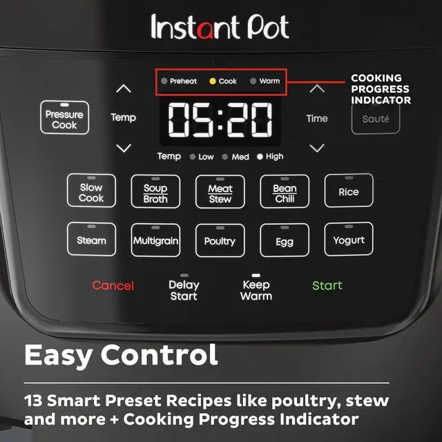 Alt view image 4 of 7 - Instant Pot RIO Wide Base, 7.5 Quarts, Large Searing Base, WhisperQuiet Steam Release, 7-in-1 Electric Multi-Cooker, Pressure Cooker, Slow Cooker, Rice Cooker, Steamer, Sauté, Yogurt & Warmer