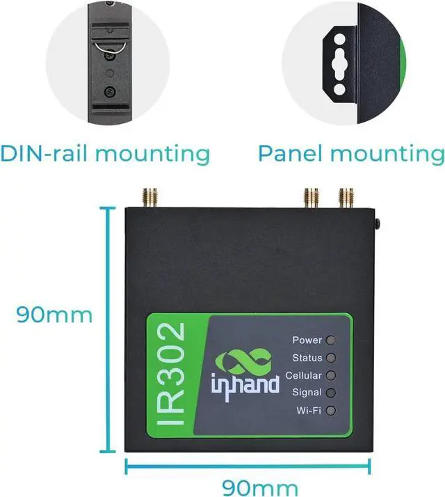 Alt view image 4 of 7 - InHand Networks IR302 Industrial IoT 4G LTE VPN Cellular Router, LTE Cat 4+ Wi-Fi, Dual sim Card Slots, Management by Cloud Platform, DI/DO Port, Support T-Mobile, AT&T & Verizon, UL Certification