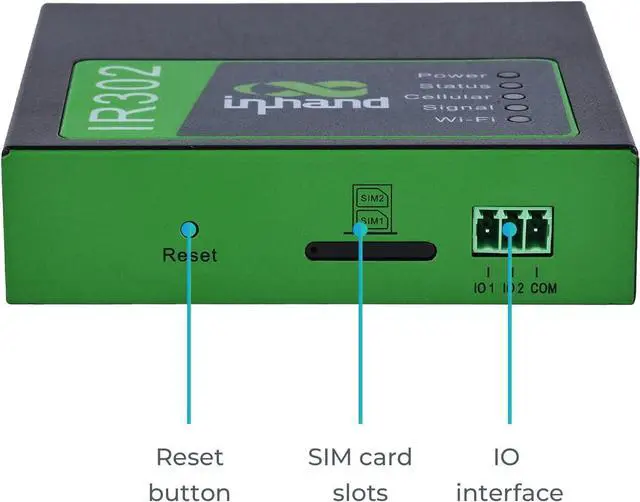 Alt view image 2 of 7 - InHand Networks IR302 Industrial IoT LTE 4G VPN Router,LTE Cat 1+ Wi-Fi, Dual sim Card Slots, Management by Cloud Platform, DI/DO Port, Support T-Mobile, AT&T & Verizon, UL Certification