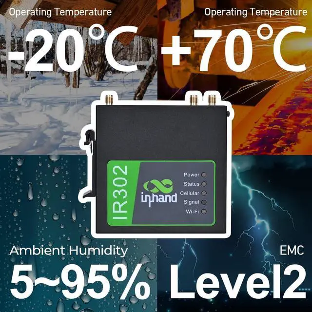 Alt view image 4 of 7 - InHand Networks IR302 Industrial IoT LTE 4G VPN Router,LTE Cat 1+ Wi-Fi, Dual sim Card Slots, Management by Cloud Platform, DI/DO Port, Support T-Mobile, AT&T & Verizon, UL Certification