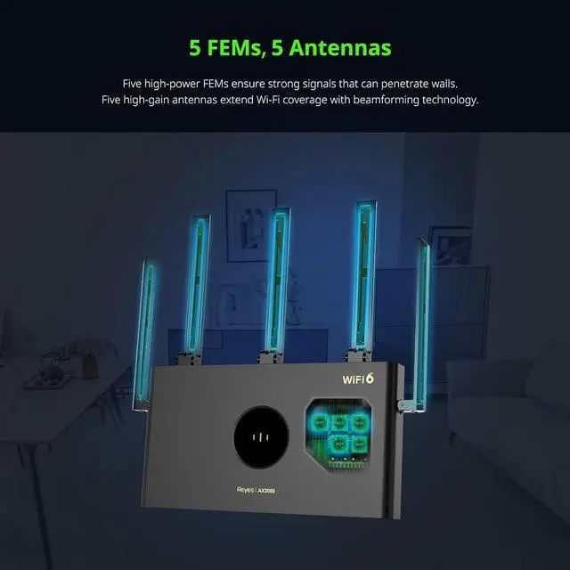 Alt view image 3 of 7 - AX3000 Wi-Fi 6 Router, Dual Band Internet, 802.11ax Wireless, Coverage up to 3,000 Sq. Ft., Gigabit Wan Aggregation, WPA3, Smart VPN for Large Home