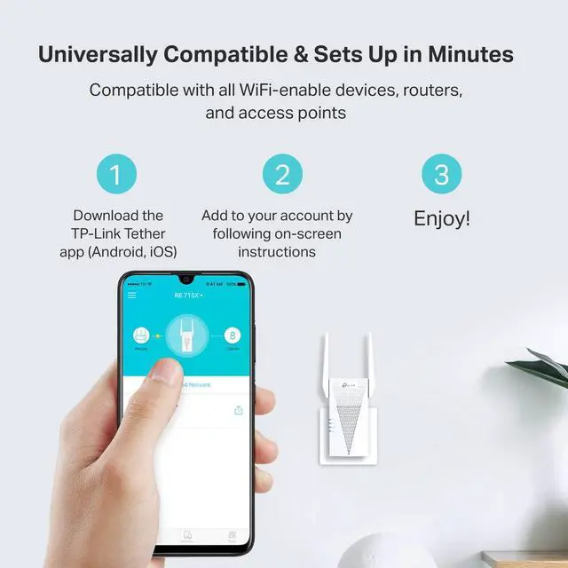 Alt view image 7 of 7 - TP-Link AX3000 WiFi 6 Range Extender, PCMag Editor's Choice, Dual Band WiFi Repeater Signal Booster with Gigabit Ethernet Port, Access Point, APP Setup, OneMesh Compatible