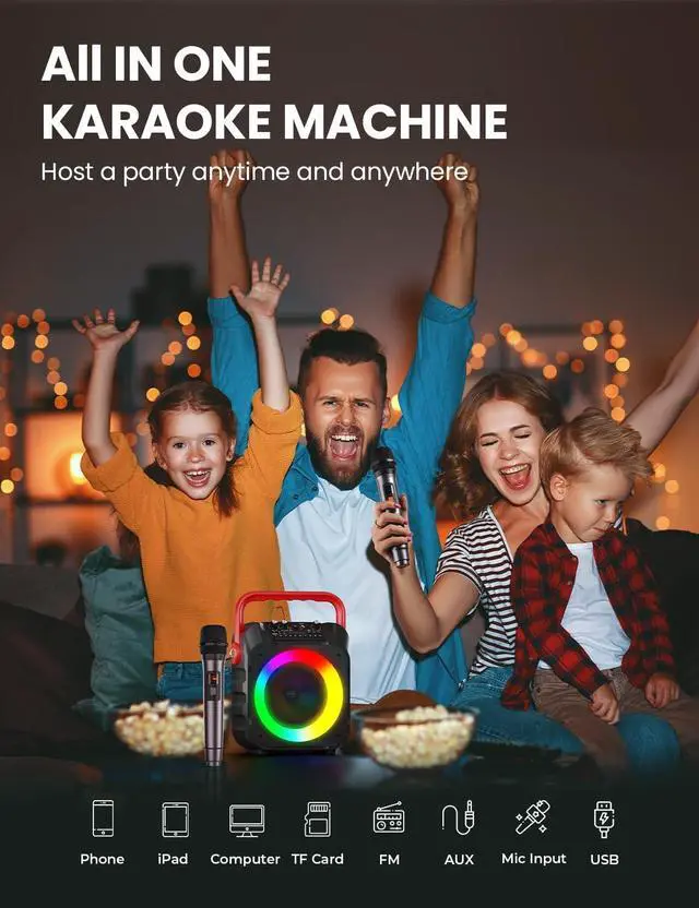 JYX Karaoke Machine With Wireless Microphones - Portable Bluetooth