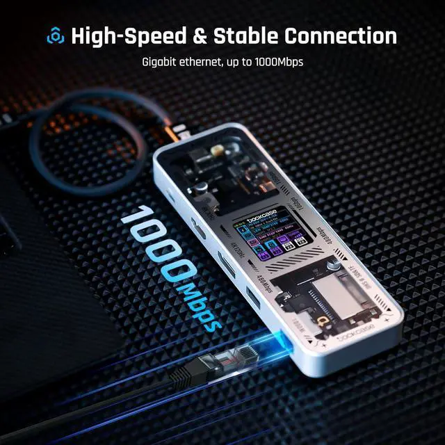 Alt view image 6 of 7 - USB C Hub (10-in-1) with 4K@60Hz HDMI and DP, Gigabit Ethernet, 1 USB-C and 3 USB-A Ports, 100w PD Power Delivery, UHS-II TF/SD Card Slot for MacBook Air/Pro, XPS, and More