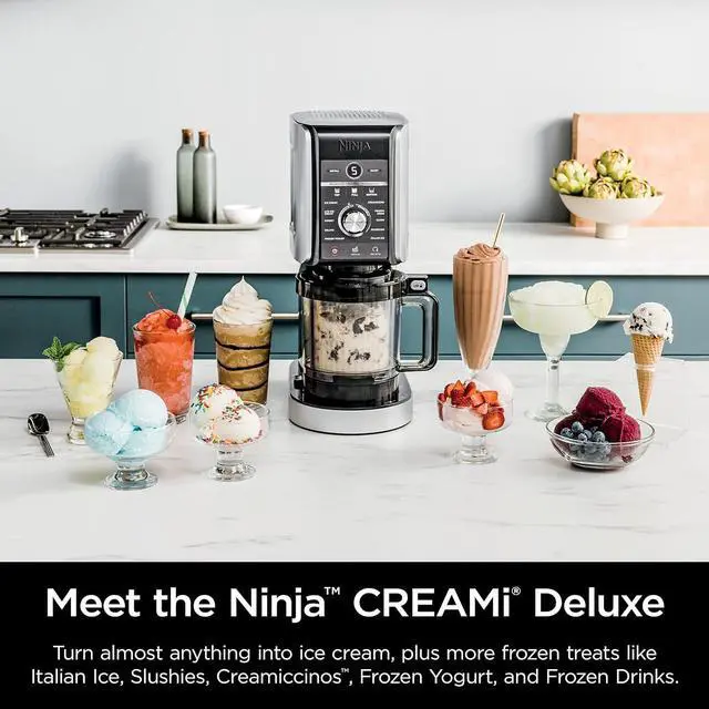 Alt view image 2 of 7 - Ninja CREAMi Deluxe 11-in-1 Ice Cream & Frozen Treat Maker for Ice Cream, Sorbet, Milkshakes, Frozen Drinks & More, 11 Programs, with 2 XL Family Size Pint Containers, Perfect for Kids, Silver