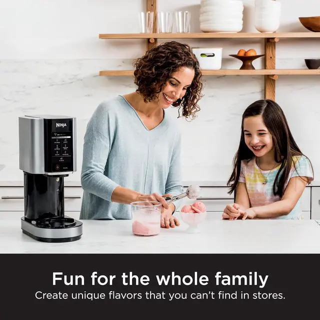 Alt view image 5 of 7 - Ninja CREAMi Ice Cream Maker, for Gelato, Mix-ins, Milkshakes, Sorbet, Smoothie Bowls & More, 7 One-Touch Programs, with (2) Pint Containers & Lids, Compact Size, Perfect for Kids, Silver