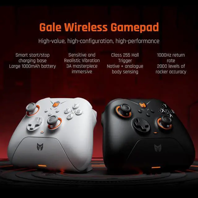 Alt view image 2 of 6 - Black Shark PC Gaming Controller, Gale Wireless Switch Game Controller,Motion Aiming, Hall Trigger, 4 Custom Buttons, PC App Game Controller for Switch/PC/iOS/Android with Charging Dock - White