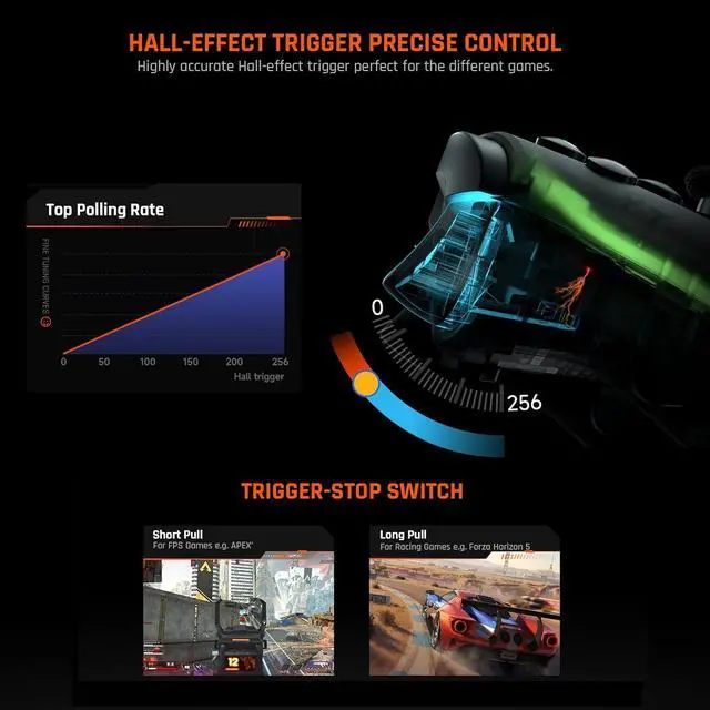 Alt view image 6 of 7 - BIGBIG WON Wireless Controller, Rainbow 2 Pro PC Controllers Motion Aiming, Hall Triggers, ALPS Joystick, Custom Button, 3.5mm Audio Gaming Controller for PC Windows/Android/iOS/Switch Controllers