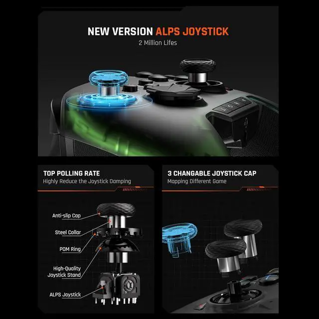 Alt view image 4 of 7 - BIGBIG WON Wireless Controller, Rainbow 2 Pro PC Controllers Motion Aiming, Hall Triggers, ALPS Joystick, Custom Button, 3.5mm Audio Gaming Controller for PC Windows/Android/iOS/Switch Controllers