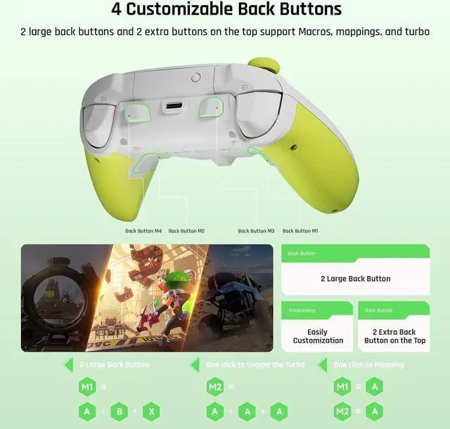 Alt view image 5 of 7 - PC Controllers for Gaming, BIGBIG WON Rainbow 2 SE Wireless Controller Motion Aim, Hall Effect Trigger, 12-bit ADC, 3 Sets Joysticks, 4-way&8-way D-pad Controller for Switch/PC/Android/iOS