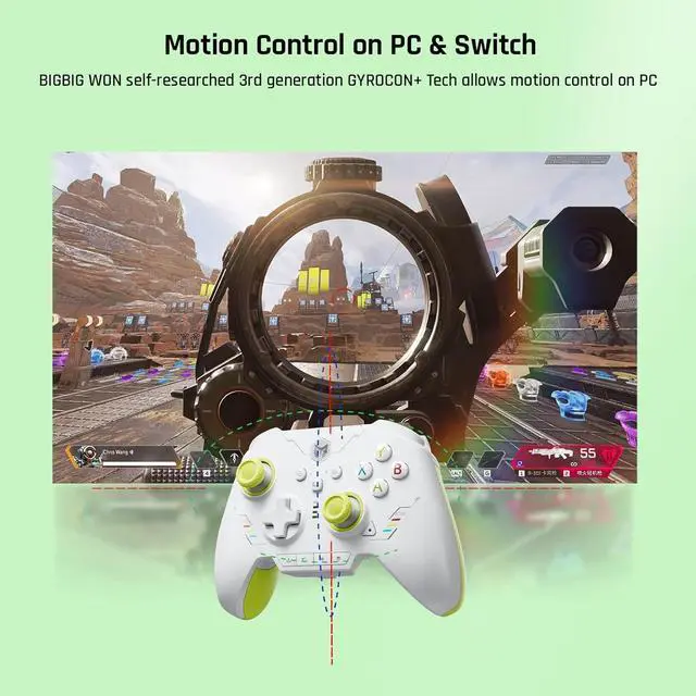 Alt view image 4 of 7 - PC Controllers for Gaming, BIGBIG WON Rainbow 2 SE Wireless Controller Motion Aim, Hall Effect Trigger, 12-bit ADC, 3 Sets Joysticks, 4-way&8-way D-pad Controller for Switch/PC/Android/iOS