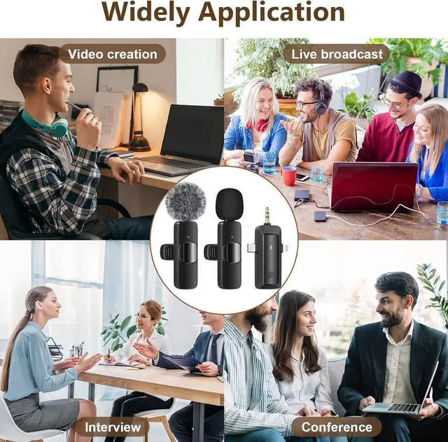 Alt view image 6 of 7 - Wireless Lavalier Microphone for iPhone - Android Phone/Camera/Computer/Laptop, Professional Dual Lapel Mic with Lightning/USB-C/3.5mm/USB Plug for Video Recording, Vlog, YouTube, TikTok