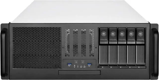Alt view image 2 of 13 - SilverStone Technology RM41-H08 4U Rackmount Server Case with 5 x 3.5 Hot-Swappable Bay and 3 x 5.25 Bays with USB 3.1 Gen 1 RM41-H08-x