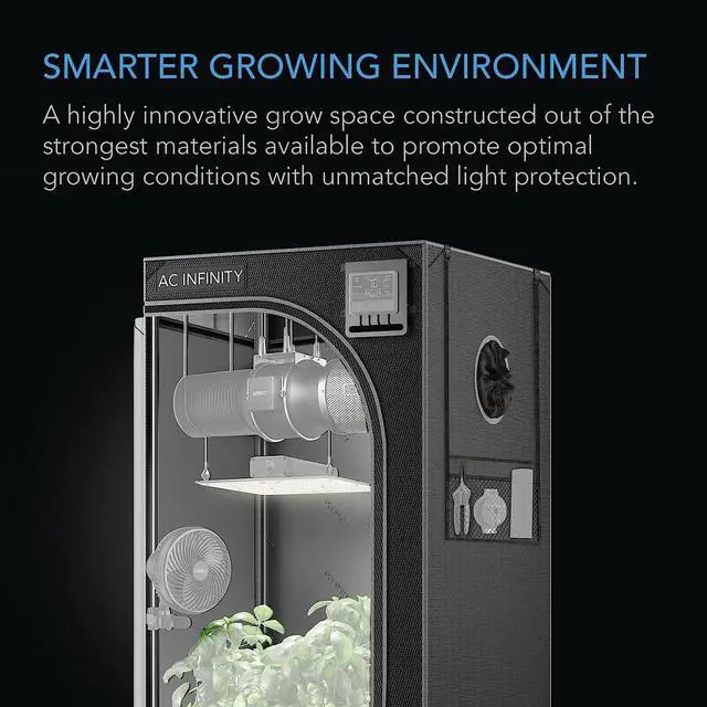 Alt view image 2 of 7 - AC Infinity CLOUDLAB 422 Advance Grow Tent, 24x24x48 Thickest 1 in. Poles, Highest Density 2000D Diamond Mylar Canvas, 2x2 for Hydroponics Indoor Growing