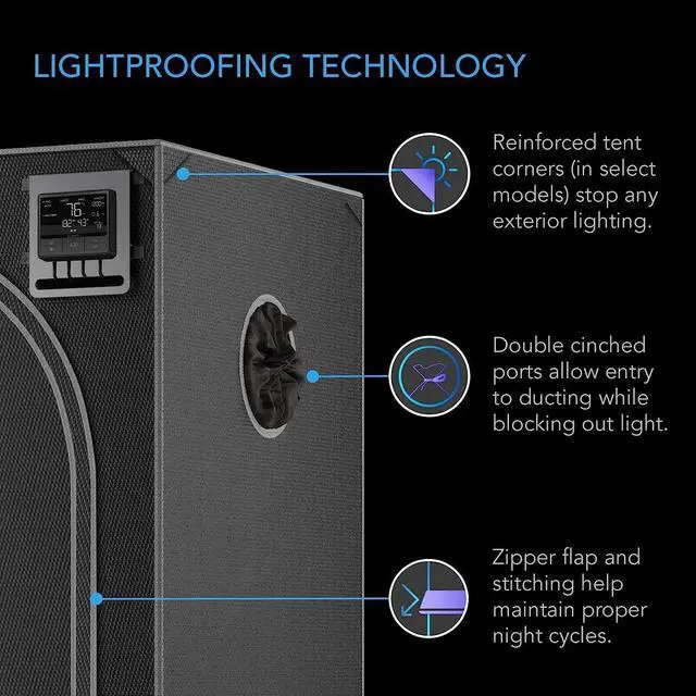 Alt view image 4 of 7 - AC Infinity CLOUDLAB 642 Advance Grow Tent, 48x24x72 Thickest 1 in. Poles, Highest Density 2000D Diamond Mylar Canvas, 4x2 for Hydroponics Indoor Growing