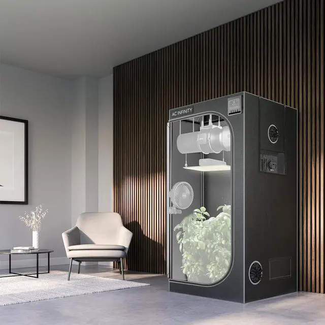 Alt view image 7 of 7 - AC Infinity CLOUDLAB 844 Advance Grow Tent, 48x48x80 Thickest 1 in. Poles, Highest Density 2000D Diamond Mylar Canvas, 4x4 for Hydroponics Indoor Growing