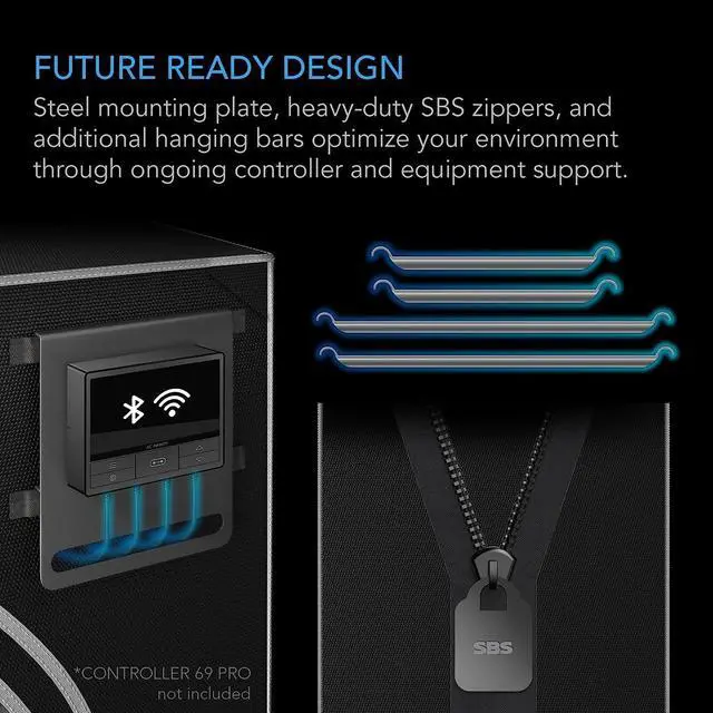 Alt view image 5 of 7 - AC Infinity CLOUDLAB 866 Advance Grow Tent, 60x60x80 Thickest 1 in. Poles, Highest Density 2000D Diamond Mylar Canvas, 5x5 for Hydroponics Indoor Growing