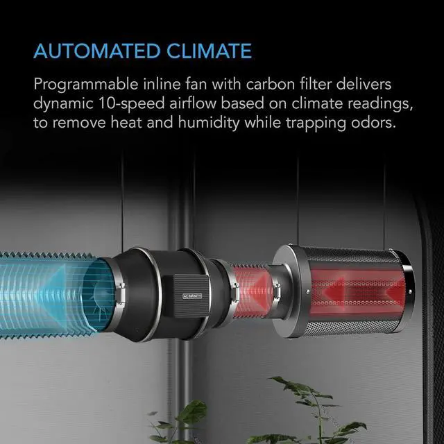 Alt view image 4 of 7 - AC Infinity Advance Grow System PRO 4x4, 4-Plant Kit, WiFi-Integrated Grow Tent Kit, Automate Ventilation, Circulation, Schedule Full Spectrum Samsung LM301H EVO Bar LED Grow Light, 2000D Mylar Tent