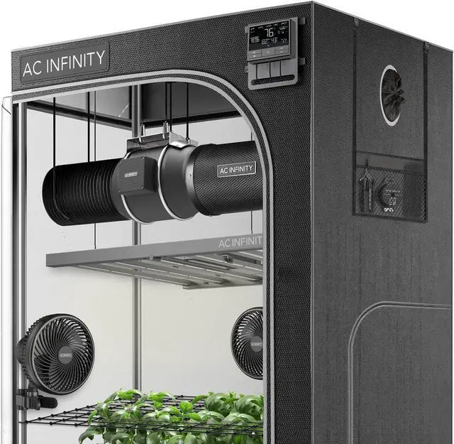 Main image of AC Infinity Advance Grow System PRO 4x4, 4-Plant Kit, WiFi-Integrated Grow Tent Kit, Automate Ventilation, Circulation, Schedule Full Spectrum Samsung LM301H EVO Bar LED Grow Light, 2000D Mylar Tent