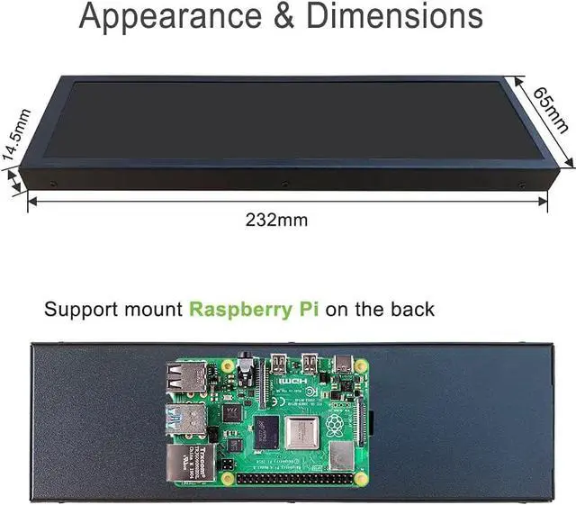 Alt view image 2 of 7 - 8.8" Portable Touch Screen Monitor Small HDMI Computer Temp Monitor PC Temperature Display With Case PC Sensor Panel Display 10-Point IPS 60Hz for Raspberry Pi Windows/Laptop AIDA64 CPU RAM Monitoring