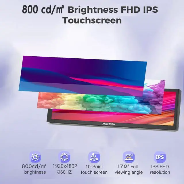 Alt view image 3 of 7 - 8.8" Portable Touch Screen Monitor Small HDMI Computer Temp Monitor PC Temperature Display With Case PC Sensor Panel Display 10-Point IPS 60Hz for Raspberry Pi Windows/Laptop AIDA64 CPU RAM Monitoring