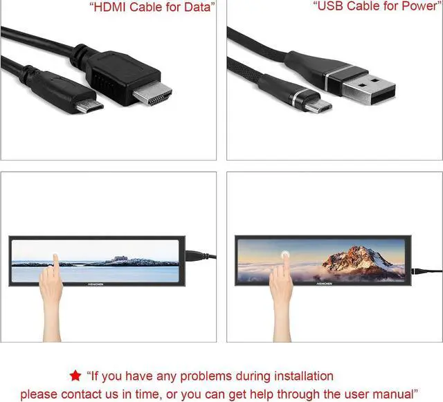Alt view image 7 of 7 - 8.8" Portable Touch Screen Monitor Small HDMI Computer Temp Monitor PC Temperature Display With Case PC Sensor Panel Display 10-Point IPS 60Hz for Raspberry Pi Windows/Laptop AIDA64 CPU RAM Monitoring
