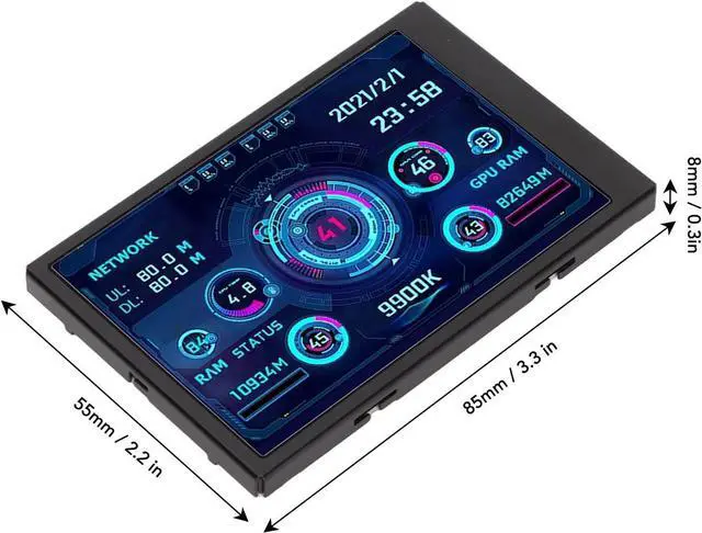 Alt view image 5 of 7 - 3.5in IPS Computer Temp Monitor, PC Sensor Panel Display, PC CPU RAM HDD Data Monitor Computer Temperature Display for Windows System