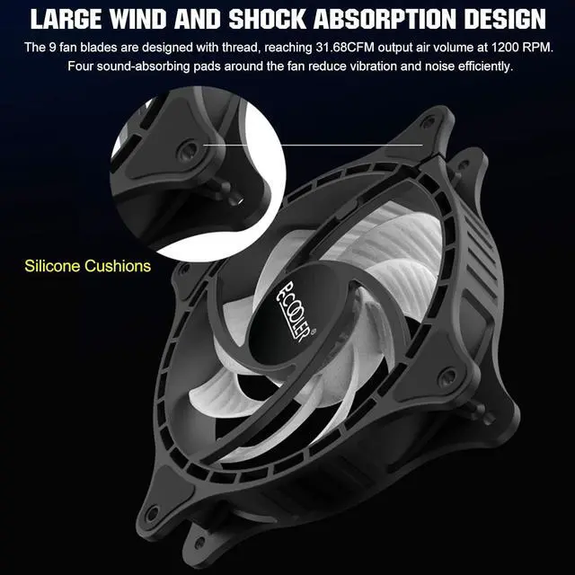Alt view image 3 of 6 - 120MM Case Fan 3 Pack FX120 High Performance Cooling PC Fans - RGB Case Fans with Hydraulic Bearing - Low Noise Computer Fans Parts for PC Case