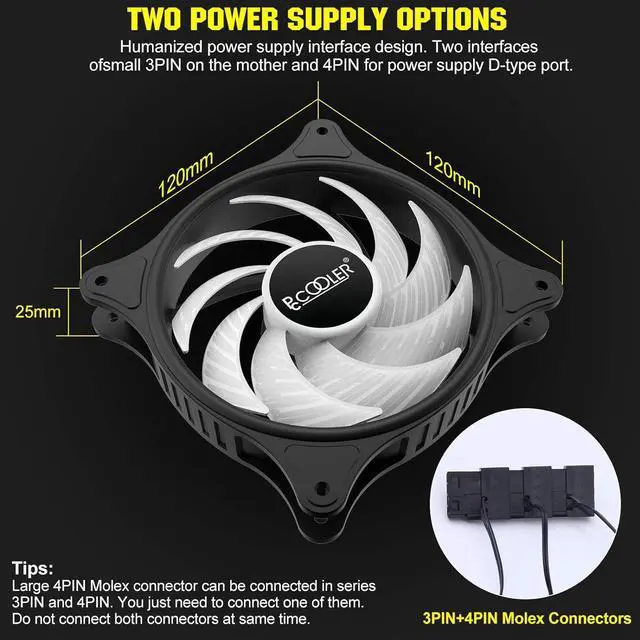 Alt view image 5 of 6 - 120MM Case Fan 3 Pack FX120 High Performance Cooling PC Fans - RGB Case Fans with Hydraulic Bearing - Low Noise Computer Fans Parts for PC Case