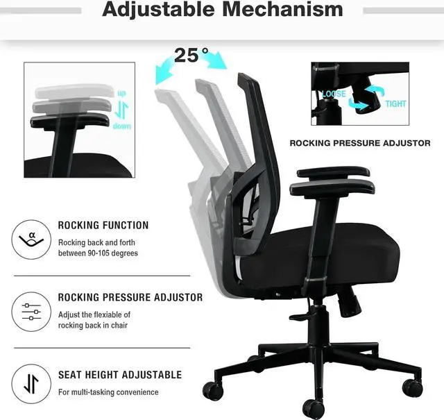 Alt view image 6 of 7 - Big and Tall Office Chair 500lbs, Ergonomic High Back Computer Desk Chair for Heavy People with 2D Adjustable Waist Support and Heavy Duty