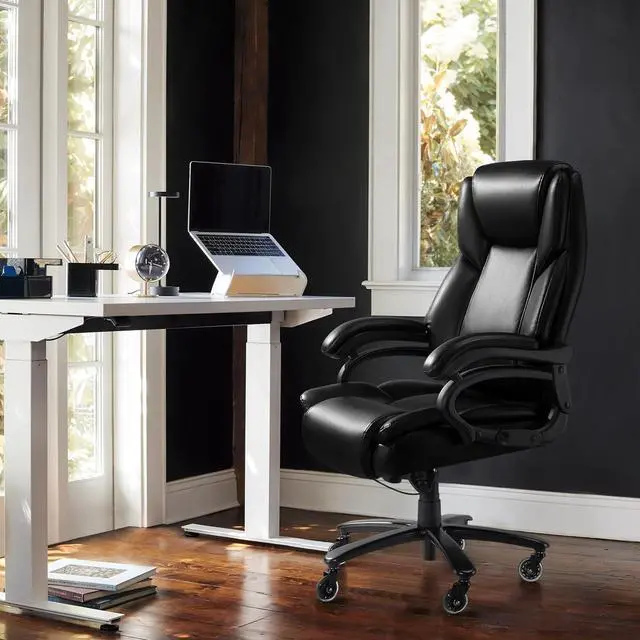 Alt view image 2 of 7 - Big and Tall Office Chair 500lbs, Adjustable Lumbar Support Executive Office Chair with High Back, Ergonomic Heavy Duty Office Chair Office Chairs for Heavy People - Black